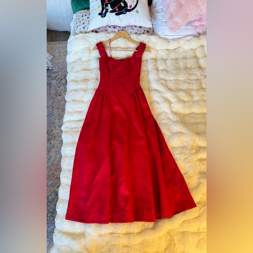 Reformation Monet Linen Dress In Lipstick, Brand new without tags, never worn. - Picture 9 of 16